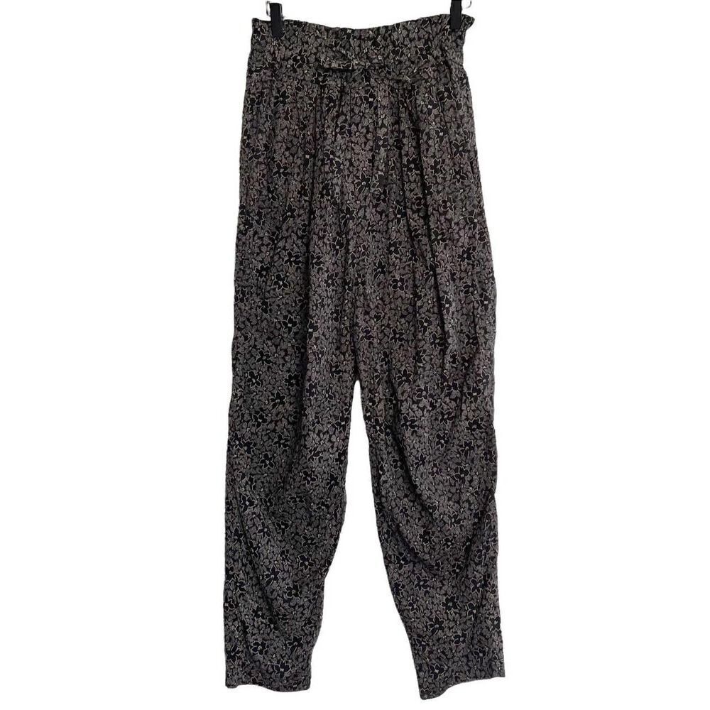 𝅺isabel Marant Etoile Pants 100% Cotton Black Floral Size 38 (FR),‎ M (US)